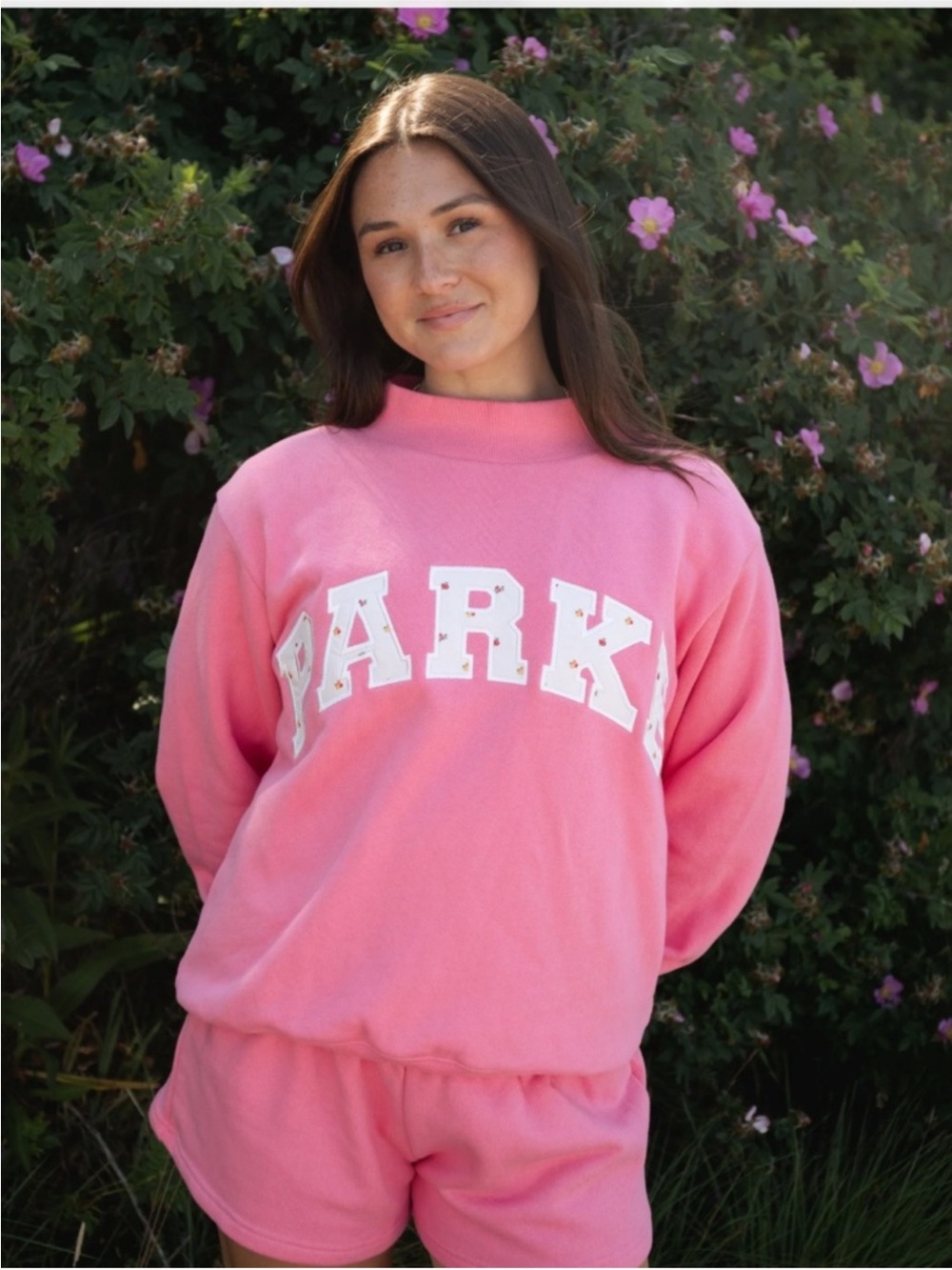 Parke Women's Pink Mock-Neck Pullover Sweatshirt